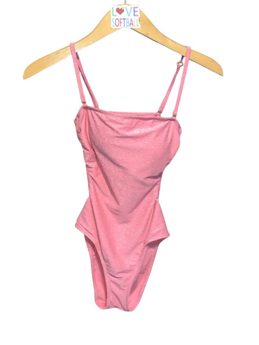 No Boundaries Metallic Pink One-Piece Swimsuit Open Back